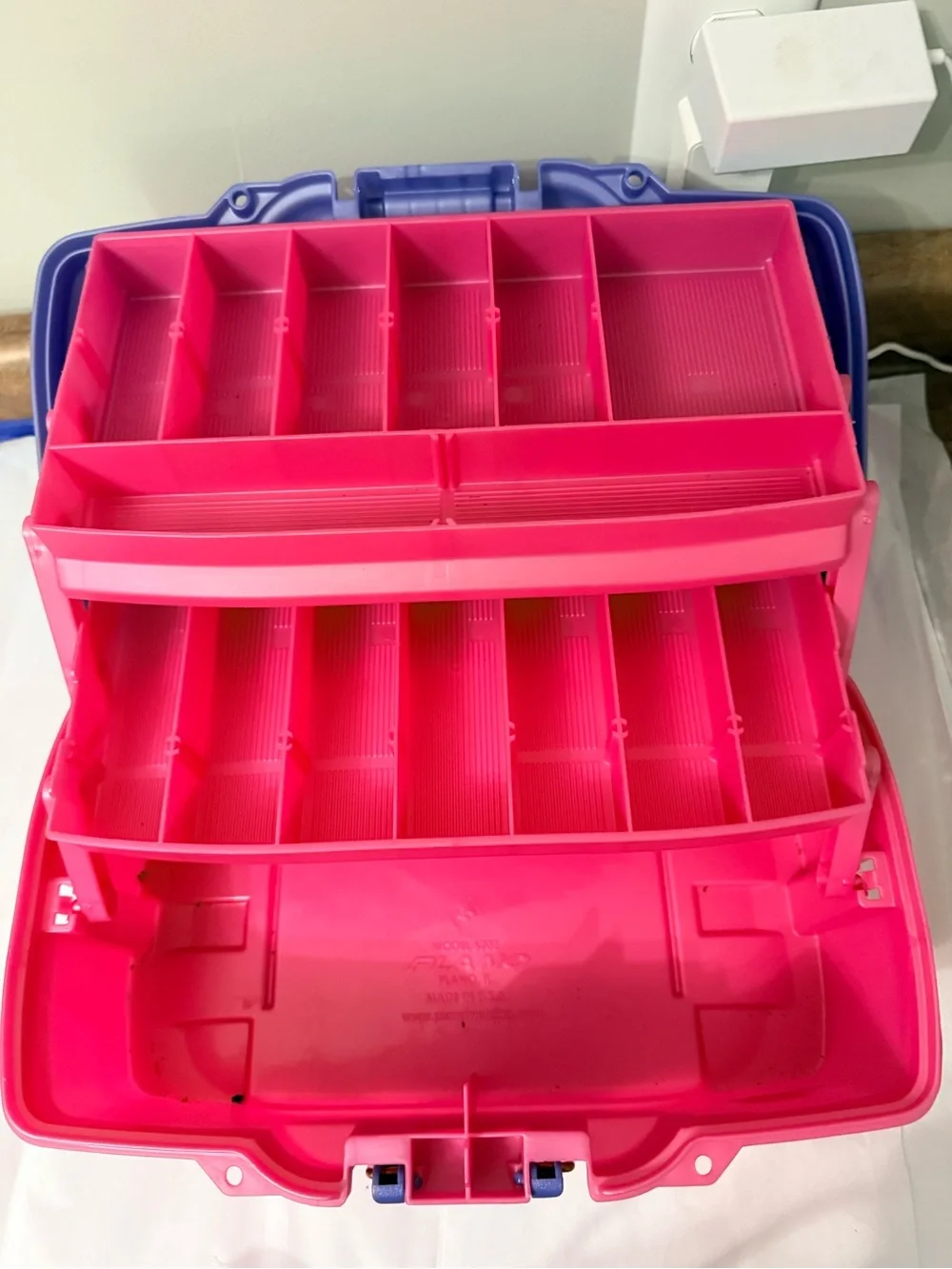 Plano 6202 Pink Periwinkle Two Tray Tackle Box Craft Organizer USA